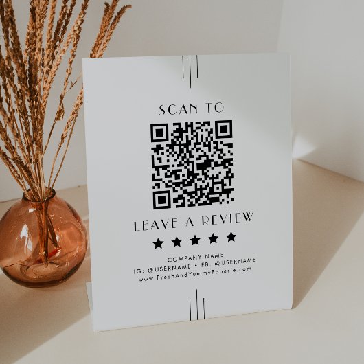 EVERLY Art Deco Business QR-Code Hinterlassen Sie  Sockelschild