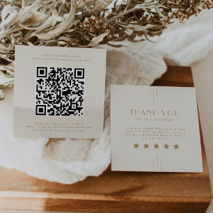 EVERLY Art Deco Creme Gold QR Code Bewertung hinte Quadratische Visitenkarte