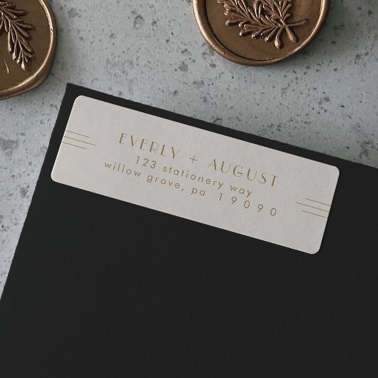 EVERLY Art Deco Creme Gold Rücksendeadressen-Aufkl
