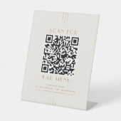 EVERLY Art Deco Creme und Gold Bar Menu QR Code Sockelschild (Vorderseite)
