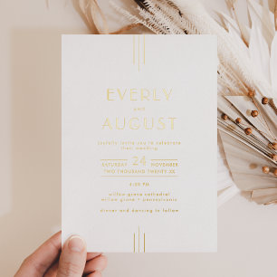 EVERLY Art Déco Einfache geometrische Goldene Foil Folieneinladung