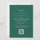EVERLY Art Deco Emerald Green QR Code Wedding Einladung (Rückseite)