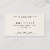 EVERLY Art Deco Ivory Black Business Thank You Rabattkarte (Rückseite)