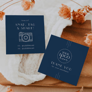 EVERLY Art Deco Marine Logo Social Media Danke Quadratische Visitenkarte