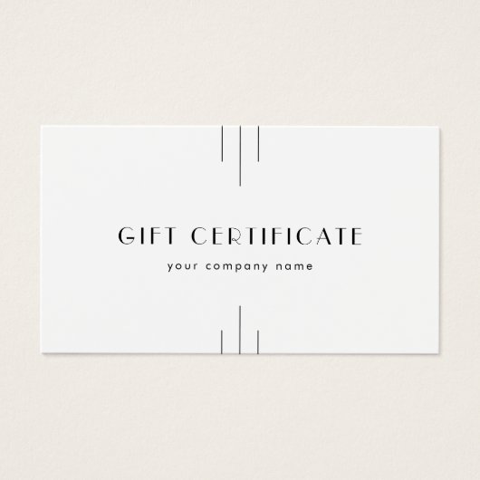 EVERLY Art Deco Minimal Business Gift Certificate (Vorderseite)