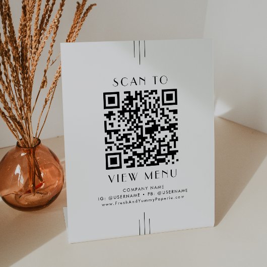 EVERLY Art Deco Minimal Restaurant Menü QR Code Sockelschild