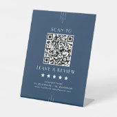 EVERLY Art Deco Navy Blau QR Code Hinterlassen Sie Sockelschild (Vorderseite)