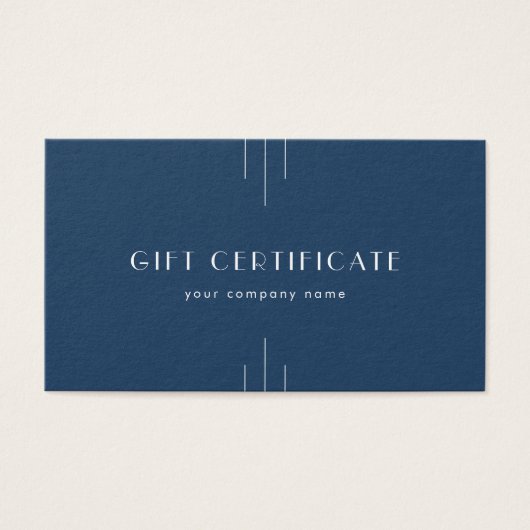 EVERLY Art Deco Navy Business Gift Certificate (Vorderseite)