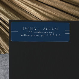 EVERLY Art Deco Navyblaue Rücksendeetiketten
