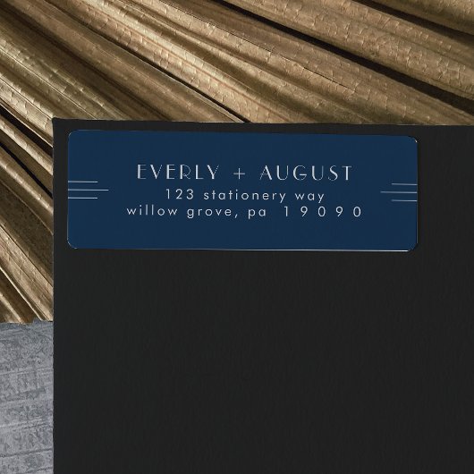 EVERLY Art Deco Navyblaue Rücksendeetiketten