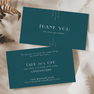 EVERLY Art Deco Pfau Teal Geschäfts-Dankeschön Rabattkarte