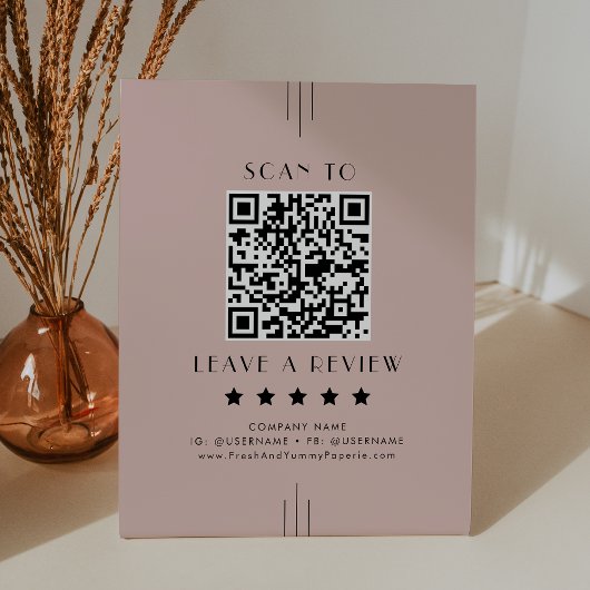EVERLY Art Deco Rosafarben QR-Code Hinterlassen Si Sockelschild