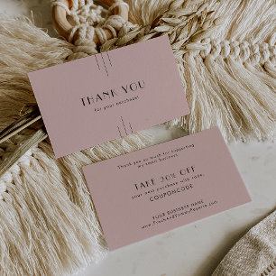 EVERLY Art Deco Rosafarbenes Geschäft Danke Rabattkarte