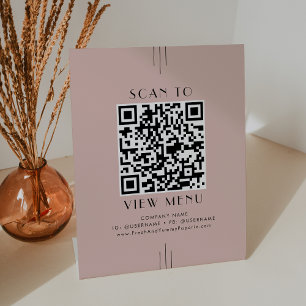 EVERLY Art Deco Rosé Restaurant Menü QR Code Sockelschild