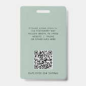 EVERLY Art Deco Salbei-Logo QR-Code Mitarbeiter-ID Ausweis (Rückseite)