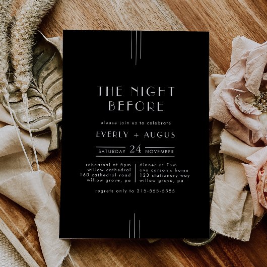 EVERLY Art Deco Schwarze Nacht vor der Probe Einladung