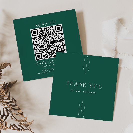 EVERLY Art Deco Smaragd Business QR Code Danke Rabattkarte