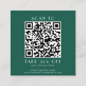EVERLY Art Deco Smaragd Business QR Code Danke Rabattkarte (Rückseite)