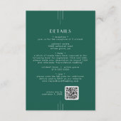 EVERLY Art Deco Smaragd QR-Code Hochzeitsdetails Begleitkarte (Vorderseite)