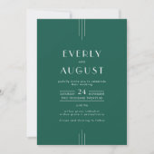 EVERLY Art Deco Smaragdgrün QR-Code Hochzeit Einladung (Vorderseite)