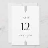 EVERLY Art Deco White Black Wedding Tischnummern (Vorderseite)