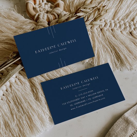 EVERLY Classic Modern Art Deco Navy Blue Visitenkarte