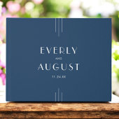EVERLY Classic Modern Art Deco Navy Blue Wedding Gästebuch