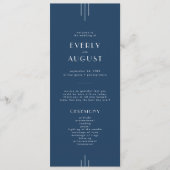 EVERLY Classic Modern Art Deco Navy Blue Wedding Programm (Vorderseite)