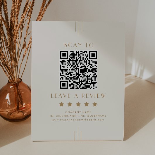 EVERLY Cream Gold Business QR Code Hinterlassen Si Sockelschild