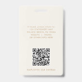 EVERLY Cream Gold Logo QR-Code Mitarbeiter-ID-Kart Ausweis (Rückseite)