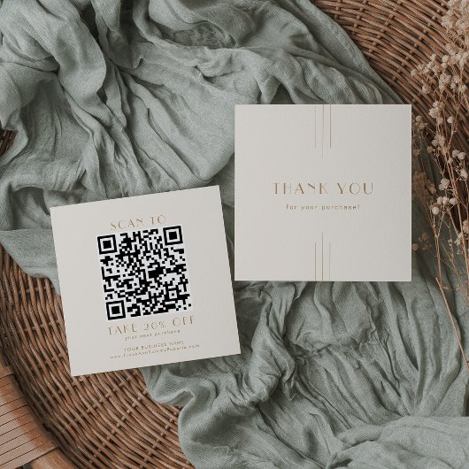 EVERLY Creme und Gold Business QR Code Danke Rabattkarte