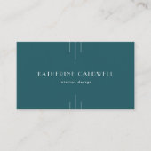 EVERLY Einfache Retro Art Deco Pfau Teal QR Code Visitenkarte (Vorderseite)