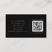 EVERLY Elegant Art Deco Black and Gold QR Code Visitenkarte (Rückseite)
