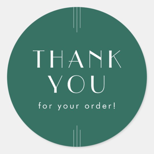 EVERLY Emerald Green Thank You For Your Order Runder Aufkleber (Vorderseite)
