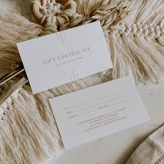 EVERLY Gold Art Deco Business Gift Certificate