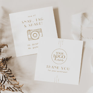 EVERLY Gold Art Deco Logo Social Media Danke Quadratische Visitenkarte