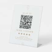 EVERLY Gold Deco Business QR Code Bewertung hinter Sockelschild (Vorderseite)