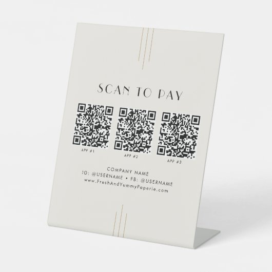 EVERLY Ivory Black Business QR Code Scan To Pay Sockelschild (Vorderseite)