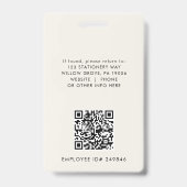EVERLY Ivory Black Logo QR-Code Mitarbeiter-ID-Kar Ausweis (Rückseite)