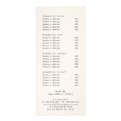 EVERLY Ivory Doppelseitige Geschäftspreisliste Werbekarte (Hinten)