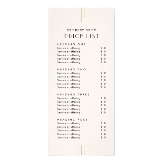 EVERLY Ivory Double Sided Business Price List Werbekarte (Vorne)