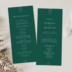 EVERLY Juwel-Ton Art Deco Smaragdgrüne Hochzeit Programm