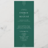 EVERLY Juwel-Ton Art Deco Smaragdgrüne Hochzeit Programm (Vorderseite)