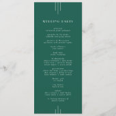 EVERLY Juwel-Ton Art Deco Smaragdgrüne Hochzeit Programm (Rückseite)