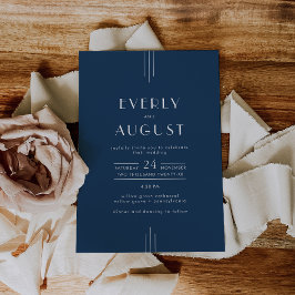 EVERLY Klassische Moderne Art Deco Navy Blau Hochz Einladung