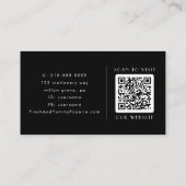 EVERLY Modern Art Deco Black and White QR Code Visitenkarte (Rückseite)