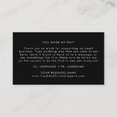 EVERLY Modern Art Deco Black and White Thank You Visitenkarte (Rückseite)