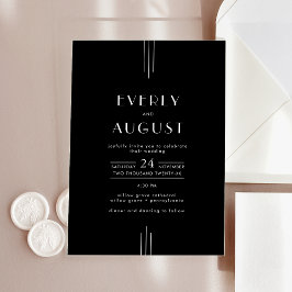 EVERLY Modern Art Deco Black Wedding Acryleinladungen