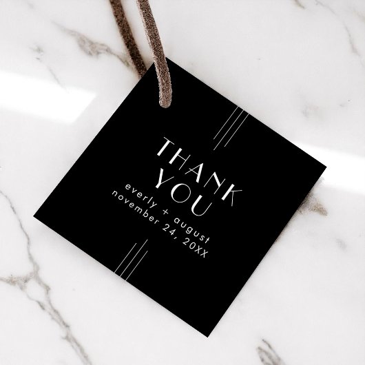 EVERLY Modern Art Deco Black Wedding Vielen Dank Geschenkanhänger
