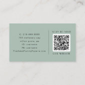 EVERLY Modern Classic Art Deco Salbeigrüner QR-Cod Visitenkarte (Rückseite)